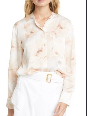 NWT Vince Soft Peach Floral Blouse